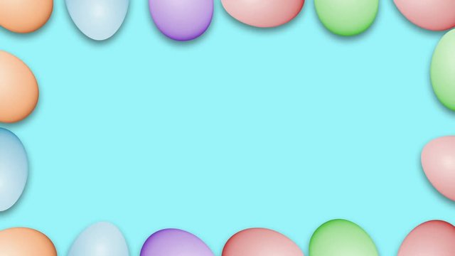 Easter eggs border frame. Easter eggs rotating - seamless loopable colorful background animation.