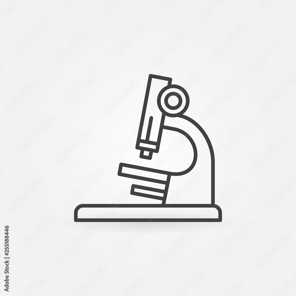 Poster microscope outline icon. vector chemistry and science concept symbol in thin line style