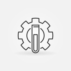 Test tube inside gear vector chemistry concept icon or symbol in thin line style