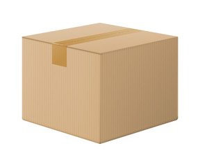 Realistic cardboard box, closed side view