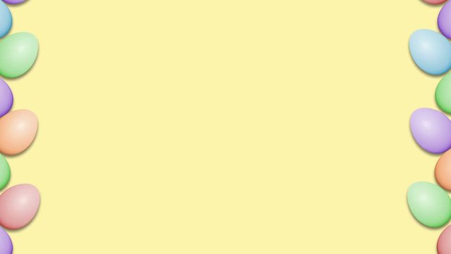 Easter eggs border frame. Easter eggs rotating - seamless loopable colorful background animation.