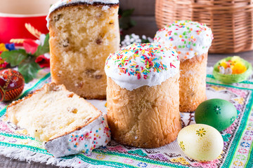 Homemade Easter cake with with traditional decoration