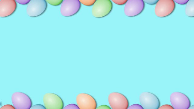 Easter eggs border frame. Easter eggs rotating - seamless loopable colorful background animation.