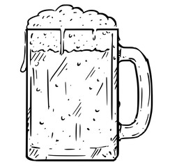 Cartoon Illustration of glass beer mug, pint half-litre or half of liter.