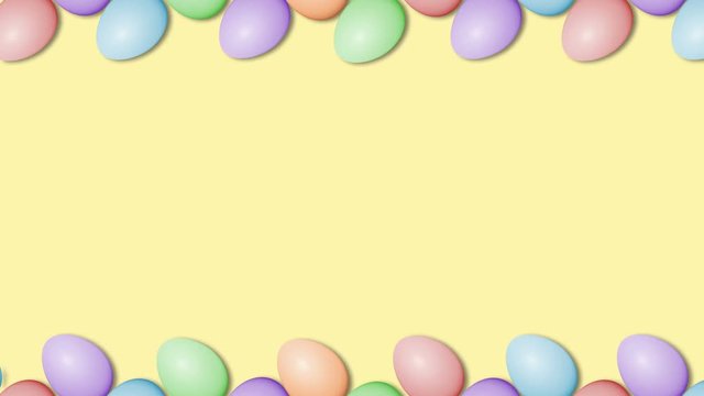 Easter eggs border frame. Easter eggs rotating - seamless loopable colorful background animation.