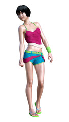3D Rendering Teenager Girl on White