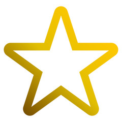 Star symbol icon - golden gradient outline, 5 pointed rounded, isolated - vector