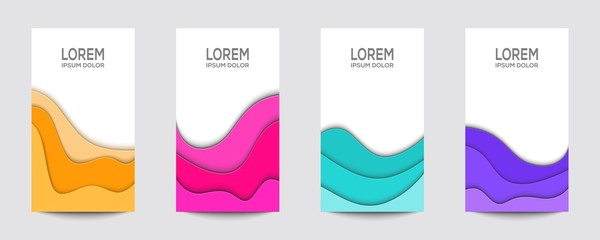 Set of vertical banners paper cut design templates