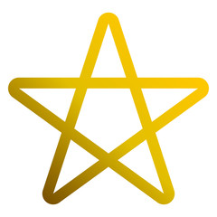 Star symbol icon - golden gradient outline, 5 pointed rounded, isolated - vector