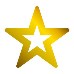 Star symbol icon - golden hollow gradient, 5 pointed rounded, isolated - vector