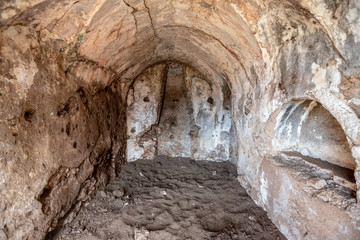 ruins of Eremo of Sant'Agostino. Hermitages of Stignano. the valley of the hermitages. Gargano National Park, Apulia, Italy