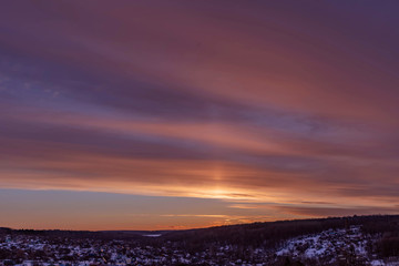 sunset sky shot on March 12, 2019 in Cheboksary, Russia