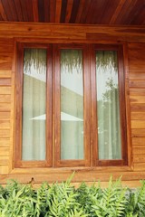 Window and wood wall is vintage style