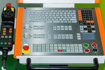 control panel of cnc machining center at workshop