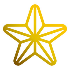 Star symbol icon - golden gradient outline, 5 pointed rounded, isolated - vector