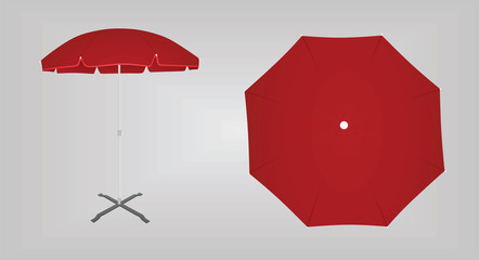 Red sun umbrella. vector illustration