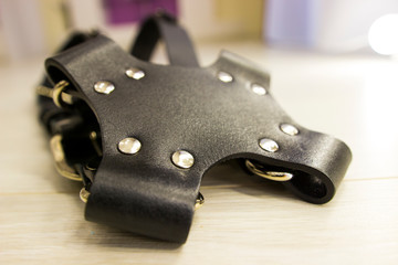 Black dual camera harness, camera strap harness, leather camera strap