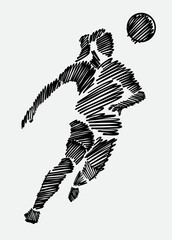 Black scribbled drawing of female soccer player © dimiSantos