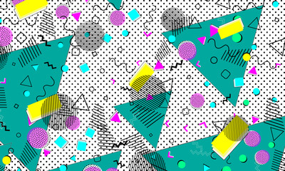 Fototapeta premium Pop art color background. Memphis pattern