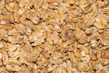 Peeled walnut on the counter of the eastern market