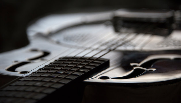 Close up of dobro guitar