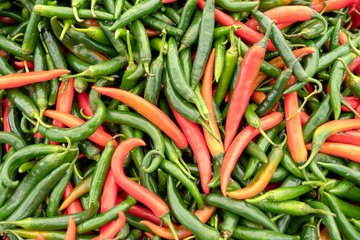 Red and green chili pepper.