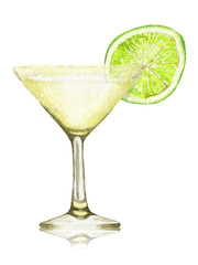 Hand drawn watercolor daiquiri cocktail on white background