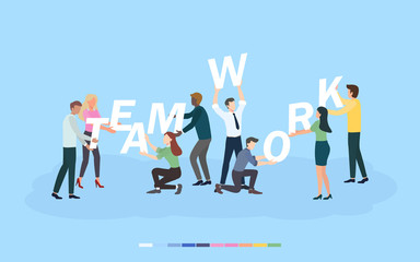 Creative brainstorming business teamwork and business strategy concept for team building ,co-working and collaboration. Flat design characters for web banner, marketing material and presentation.