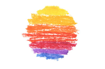 Oil pastel circle stroke texture on white background. Isolated.