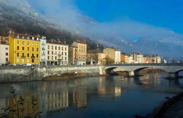 Fototapeta premium Right bank of Isere in Grenoble