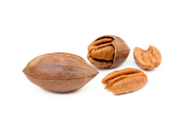  Fresh pecan nuts isolated on a white background