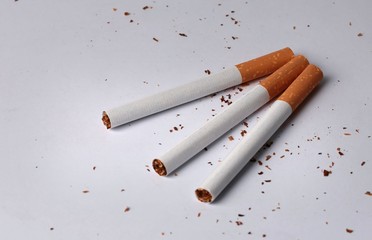 cigarettes on white background 