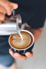 Fototapeta na wymiar coffee latte art make by barista