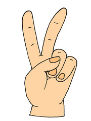 Illustration of a hand showing two fingers in victory sign	