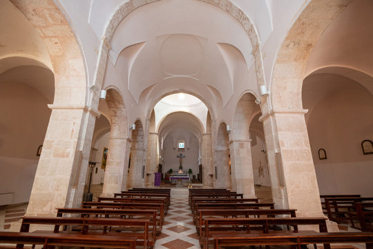the interior of the church of Santa Maria di Stignano, Eremi (hermitage) di Stignano. Gargano National Park, Apulia, Italy