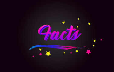 Facts Purple Handwritten lettering typography. Word for logotype, badge, icon, card, postcard, logo, banner, tag Vector Illustration.