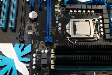 computer motherboard, with processor installed on it