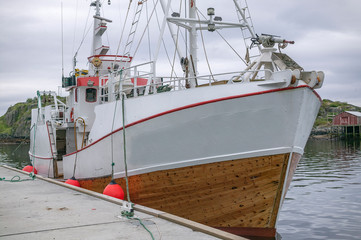Naklejka premium whaling ship in the harbour of Stamsund, northern Norway, 