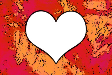 White Heart Against Painted Colorful Background 