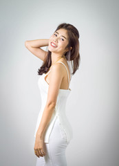 Fototapeta premium asian pretty women portrait with Beautiful hair isolate background 