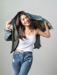 asian  pretty women portrait with  Beautiful hair isolate background 