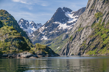 Fototapeta na wymiar famous Trollfjord in the Lofoten Island chain, northern Norway, Scandinavia