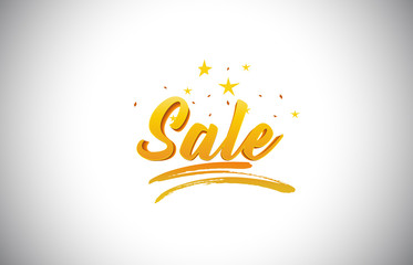 Sale Golden Yellow Word Text with Handwritten Gold Vibrant Colors Vector Illustration.