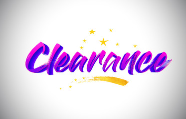 Clearance Purple Violet Word Text with Handwritten Vibrant Colors and Stars Confetti Vector.