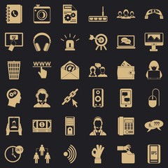 Contact mail icons set. Simple style of 36 contact mail vector icons for web for any design