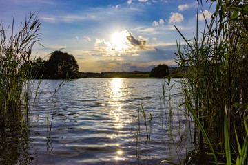 Sun Setting Over Lake