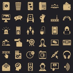 Contact email icons set. Simple style of 36 contact email vector icons for web for any design