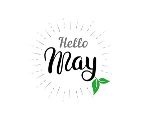 Hello May hand lettering phrase