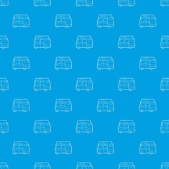 Traveling camper van pattern vector seamless blue repeat for any use