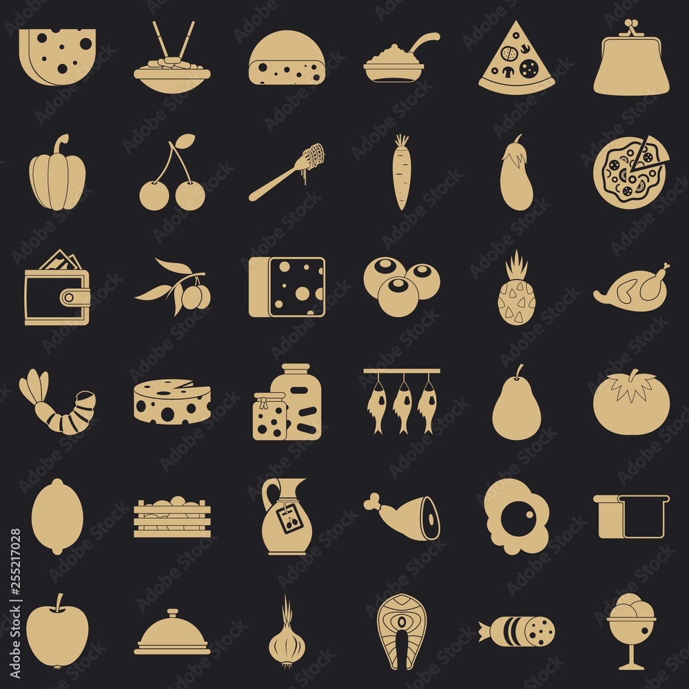 Poster gastronomy icons set. simple style of 36 gastronomy vector icons for web for any design